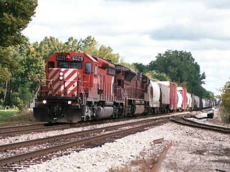 CP 6029 leads a westbound train through Milan, MI on NS.  2008  [Nathan Nietering photo]